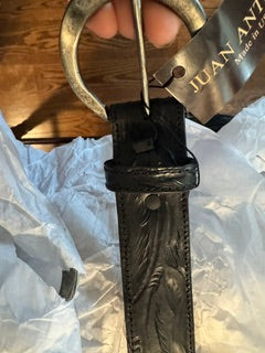 Black Hand Tooled Belt