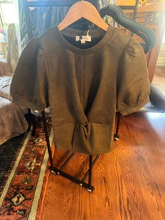 Olive Suede Twisted Top