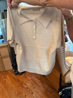 Oatmeal Sweater Polo Top