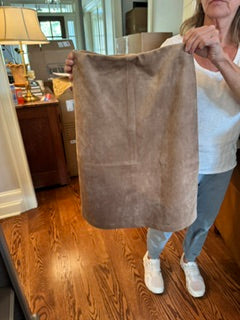 Suede A-Line Skirt Taupe