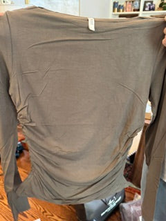 Burnt Olive Boat Neck Long sleeve