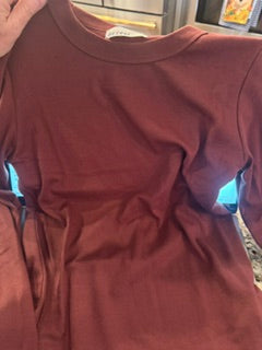 Burnt Olive Boat Neck Long sleeve
