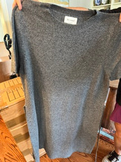 Charcoal Belted Shortsleeve Sweater Dress