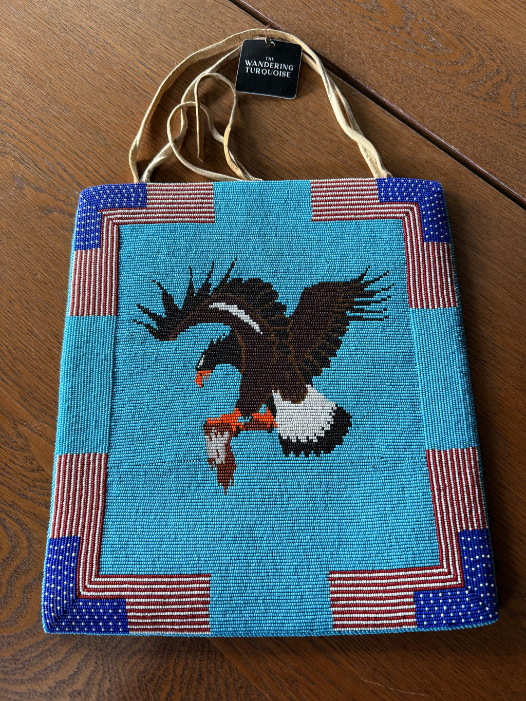 Native American Beaded Flat Bag with Eagle Motif