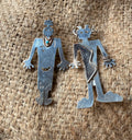 Sterling Silver Navajo Figural Earrings with Copper and Turquoise Accents