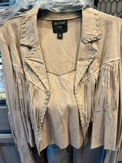 Taupe suede short Jacket with fringe