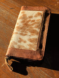 Leather and Cowhide Zipper Wallet