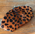 Calf Hair Leopard Print Coin Purse with Secure Zipper Closure
