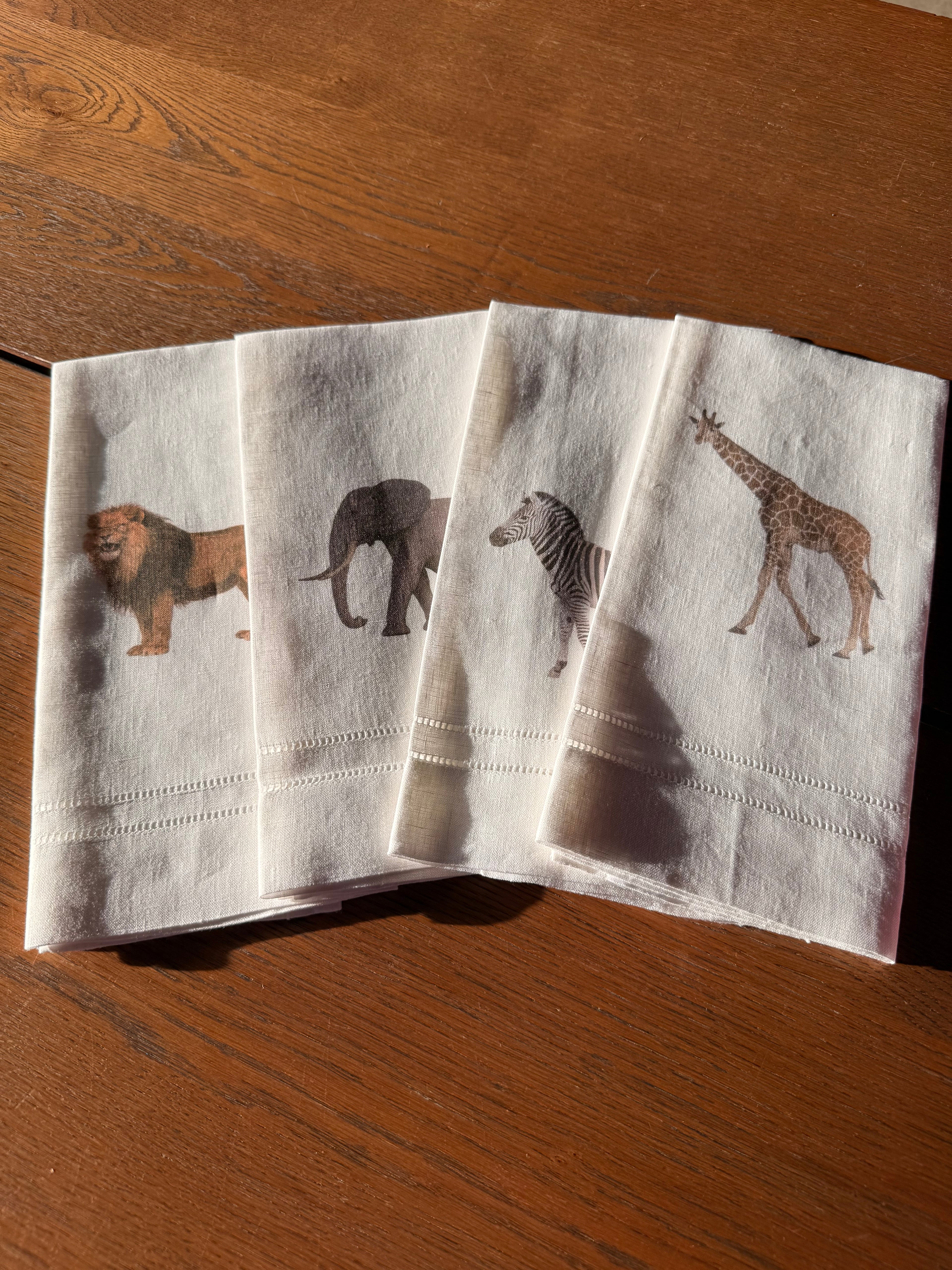 Safari Animal Tea Towel ~ set of 4
