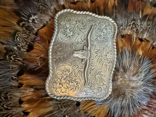 Texas Long Horn Silver Belt Buckle