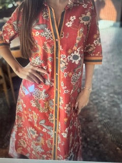 Red Floral Courderory Sparrow Woods Sienna