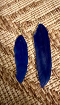 Navy Blue Feather Earrings