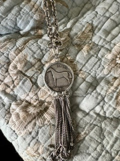 Silver necklace with Horse Coin with fringe