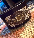 Leather Cuff Bracelet with Delicate Metal and Lace Applique