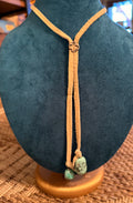 Suede Leather Sliding Bolo Tie Necklace with Turquoise Stone Points