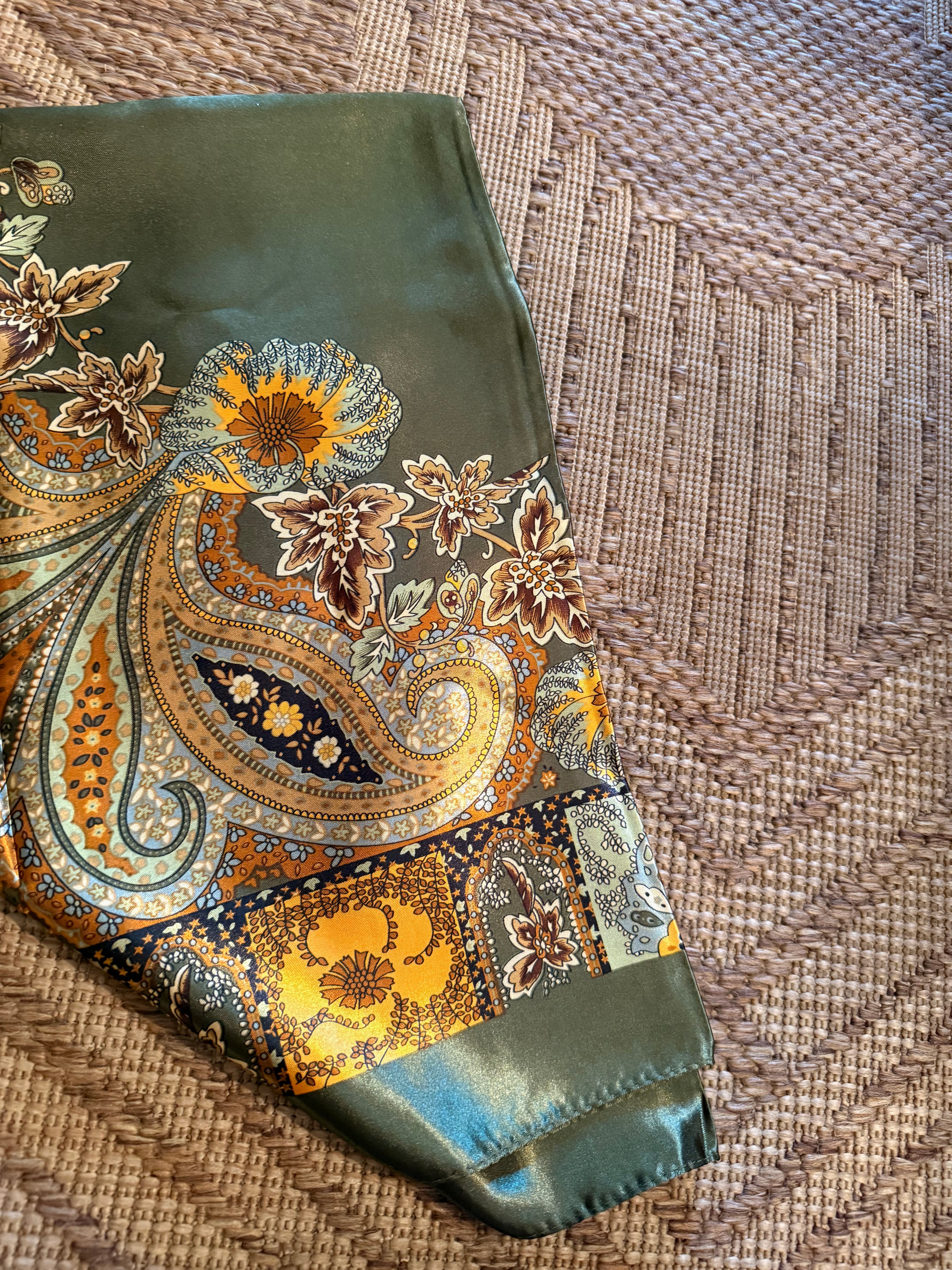 Silk Blend Paisley Printed Square Scarf