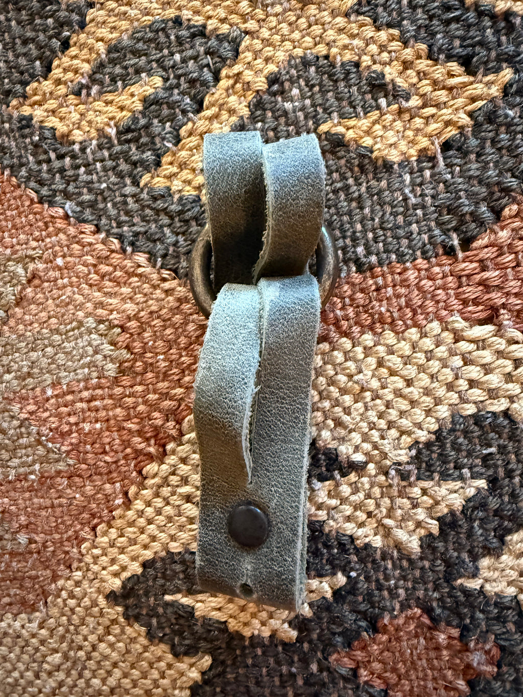 Blue Green Leather O Ring Bracelet