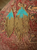 Turquoise and Gold Beaded Thunderbird Earrings