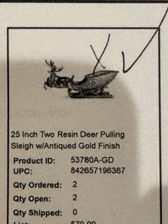 Deer Pulling Sleigh Gold Finish