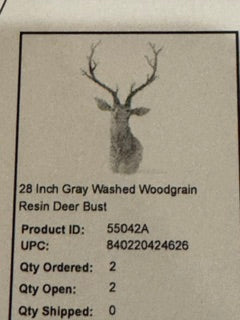 Gray Washed Woodgrain Resin Deer Bust