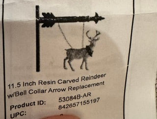 Reindeer with Bell Collar Arrow Replacement