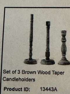 Brown Wood Taper Candleholders Set of 3