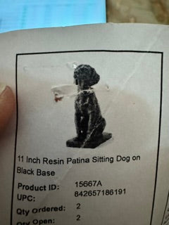 Sitting Dog on Black Base 11inch Resin Patina