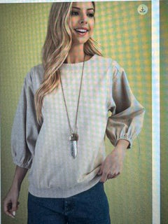 Stone/taupe Top with 3/4th length sleeves Gigio