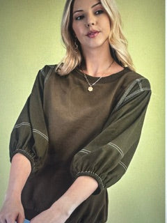 Olive Top with 3/4th length sleeves Gigio