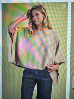 Taupe Boat Neck Poncho Style Sweater Gigio