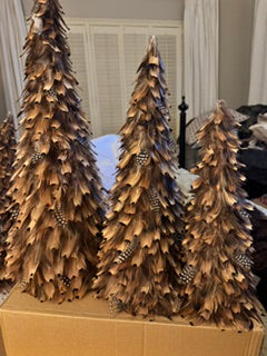 Camel Feathered Cone Trees - set of 3