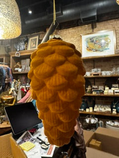 6.75 in Light Brown Flocked Brown Glass Pinecone