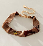 Velvet Choker Necklace Adorned with Gold Bird Charm