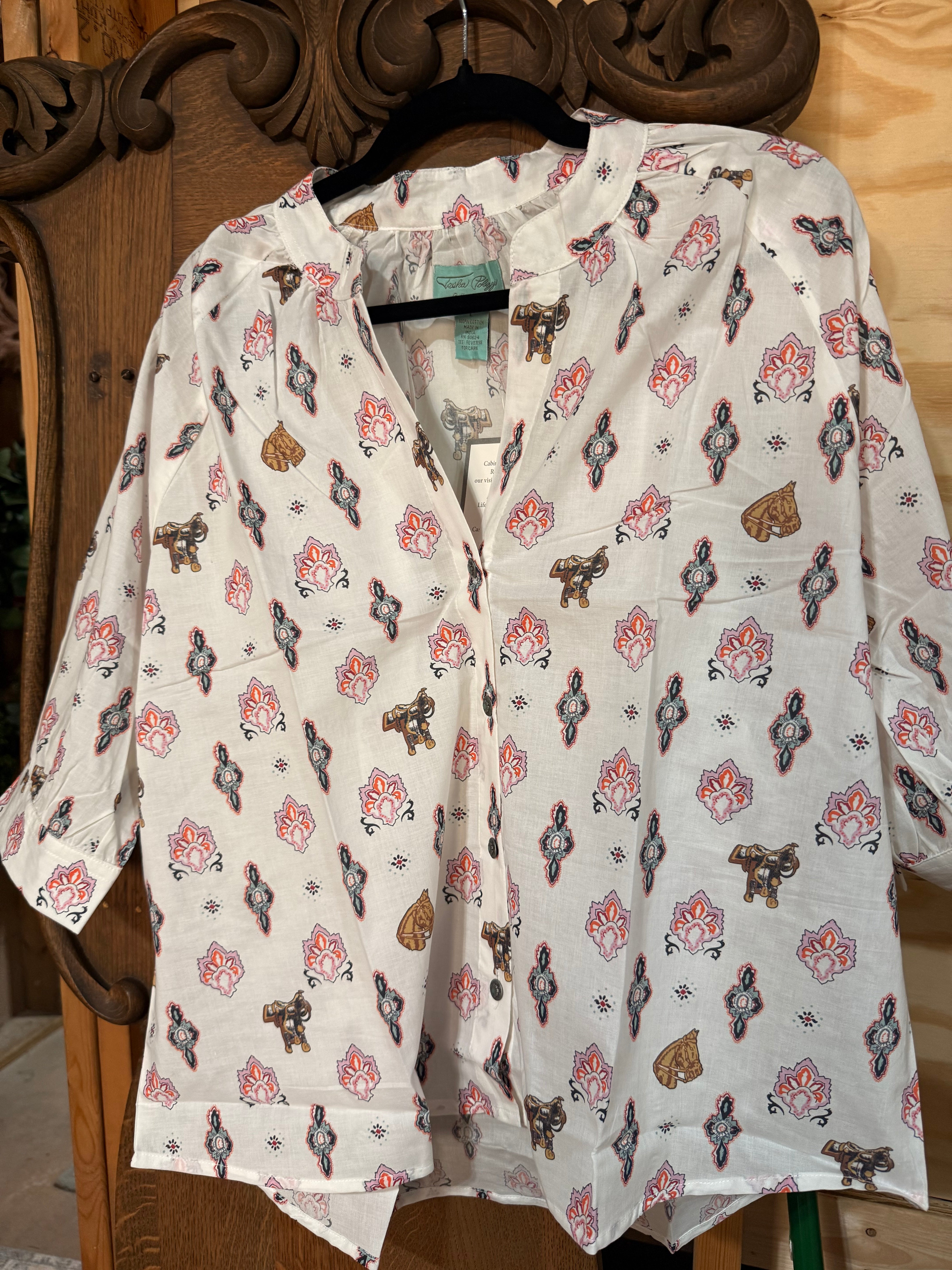 White Cotton Western Saddle Top