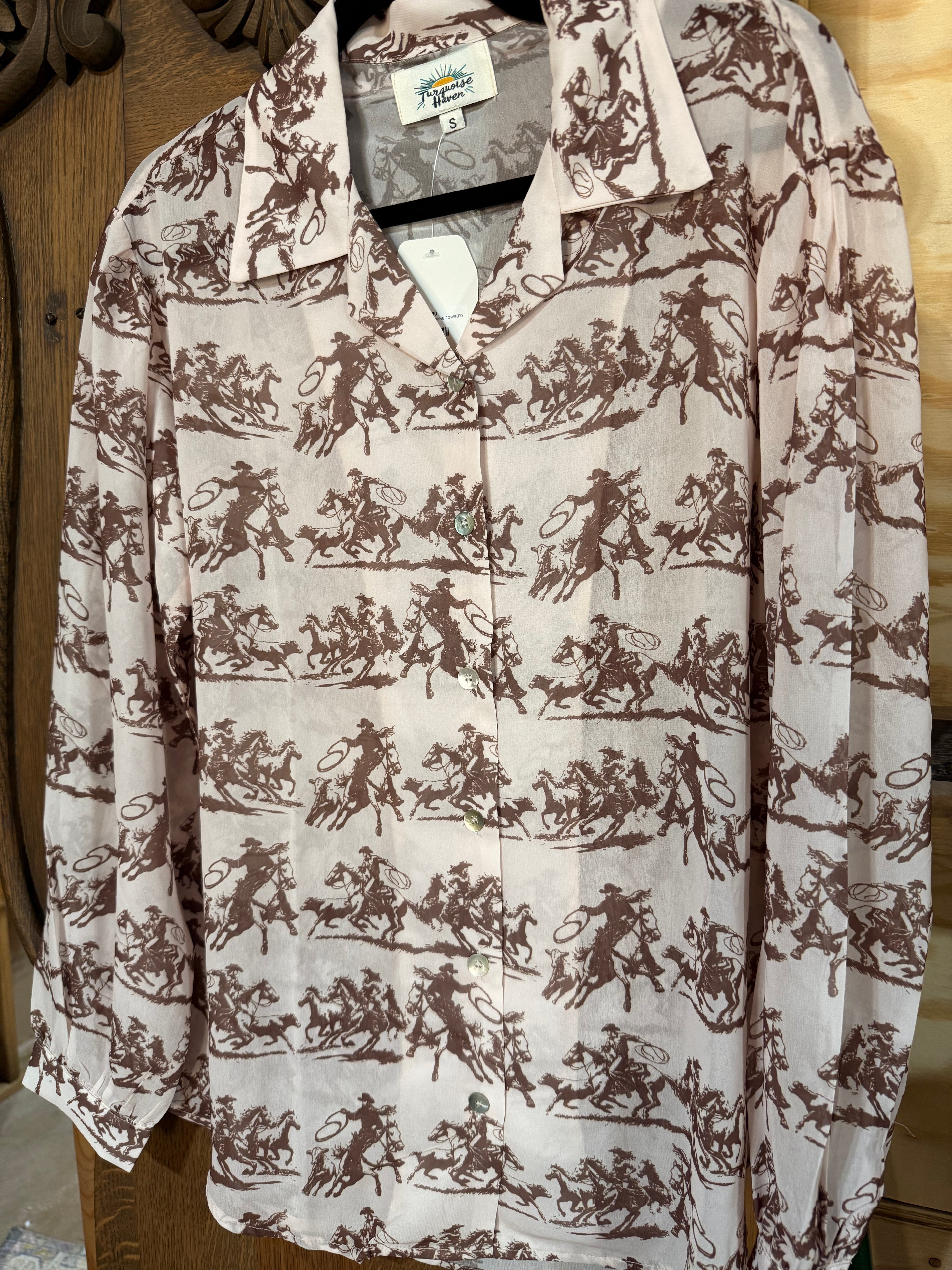 Brown and Ivory Western Toile Blouse