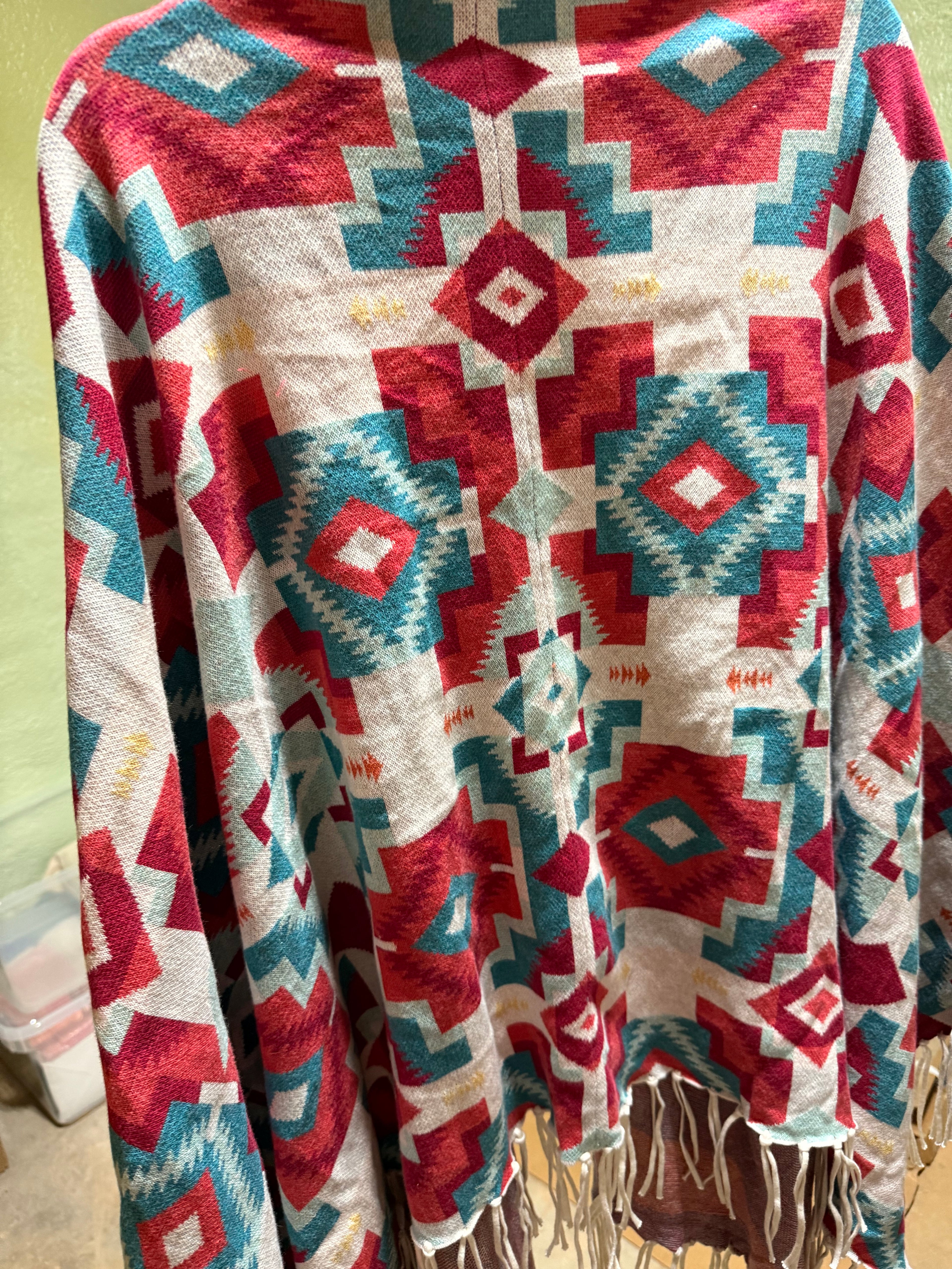 Cayenne & Turquoise Aztec Kimono