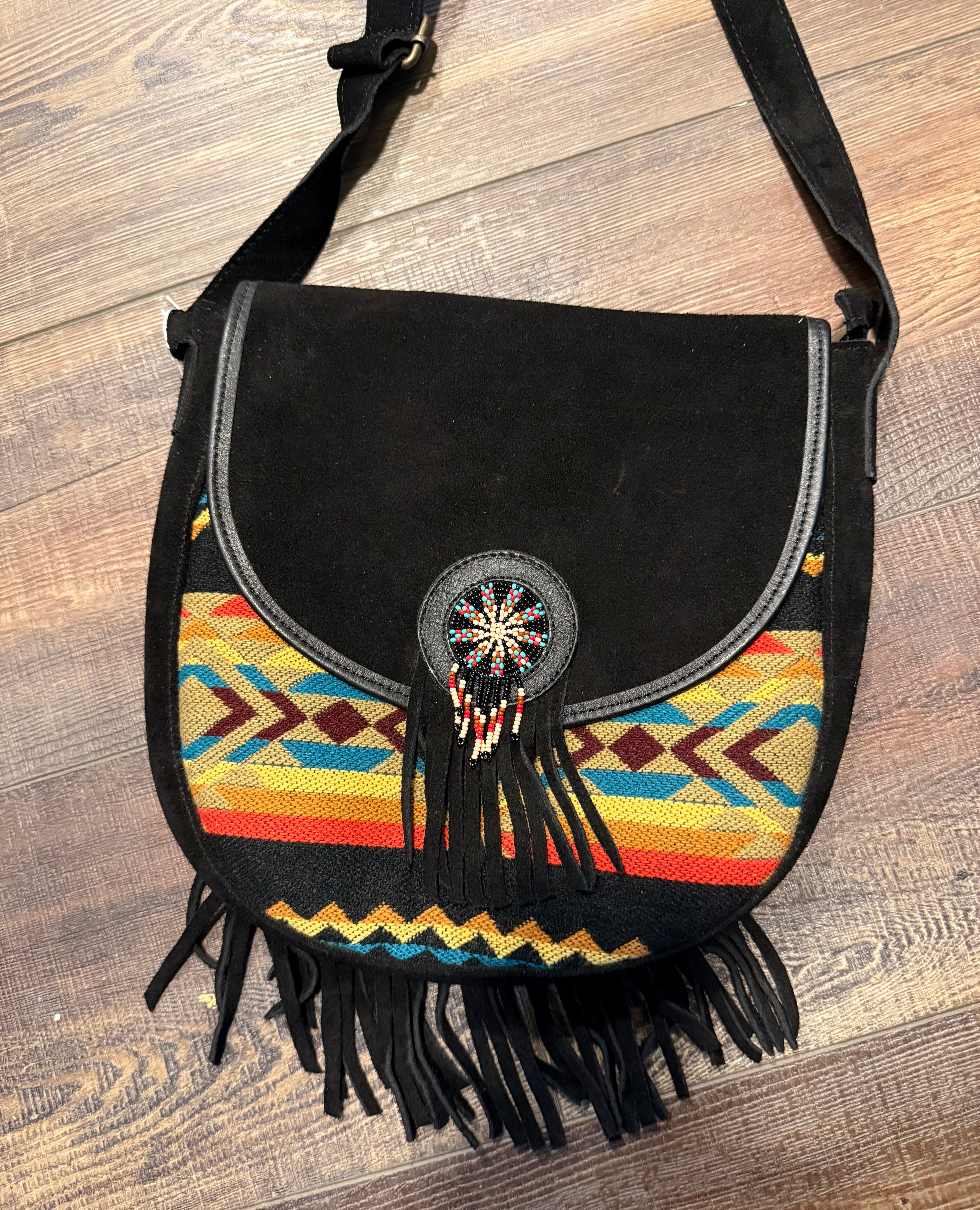 Black Leather Native American Inspired Purse