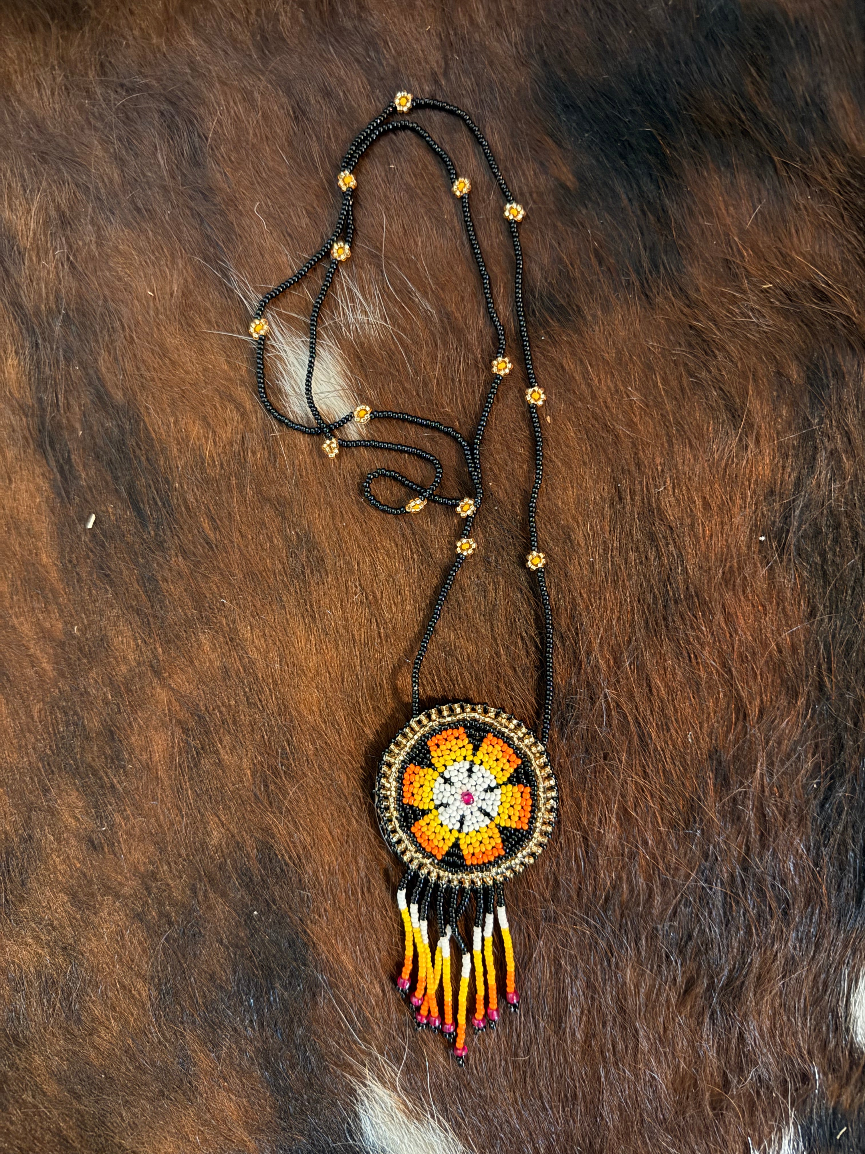 Handmade Beaded Flower Necklace