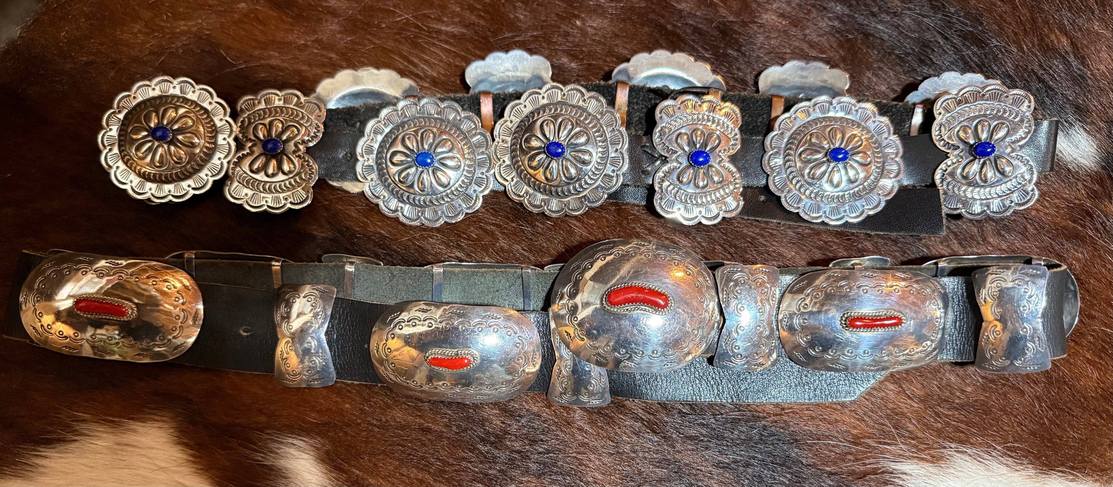 Silver and Leather Concha Leather Belt