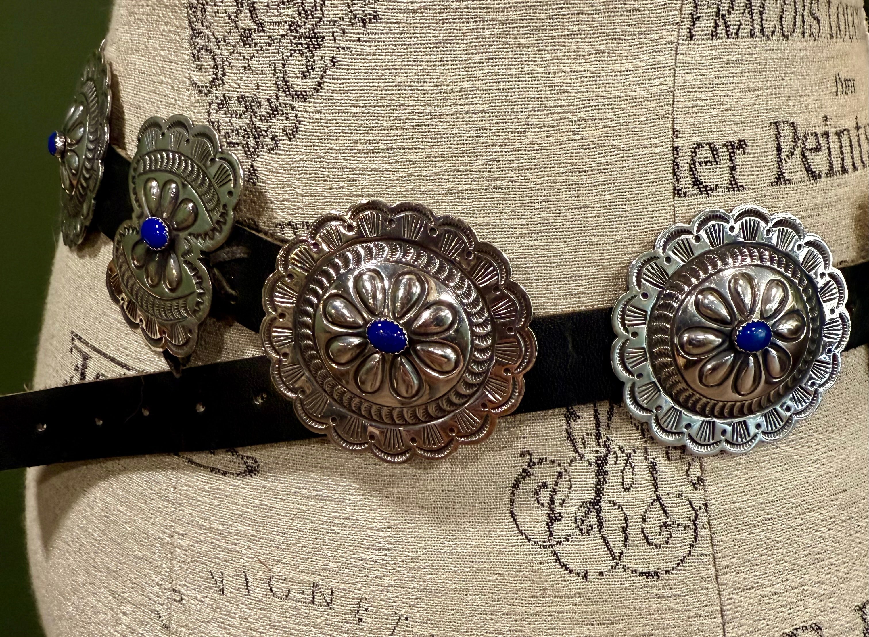 Sterling Silver and Lapis Lazuli Concho Belt