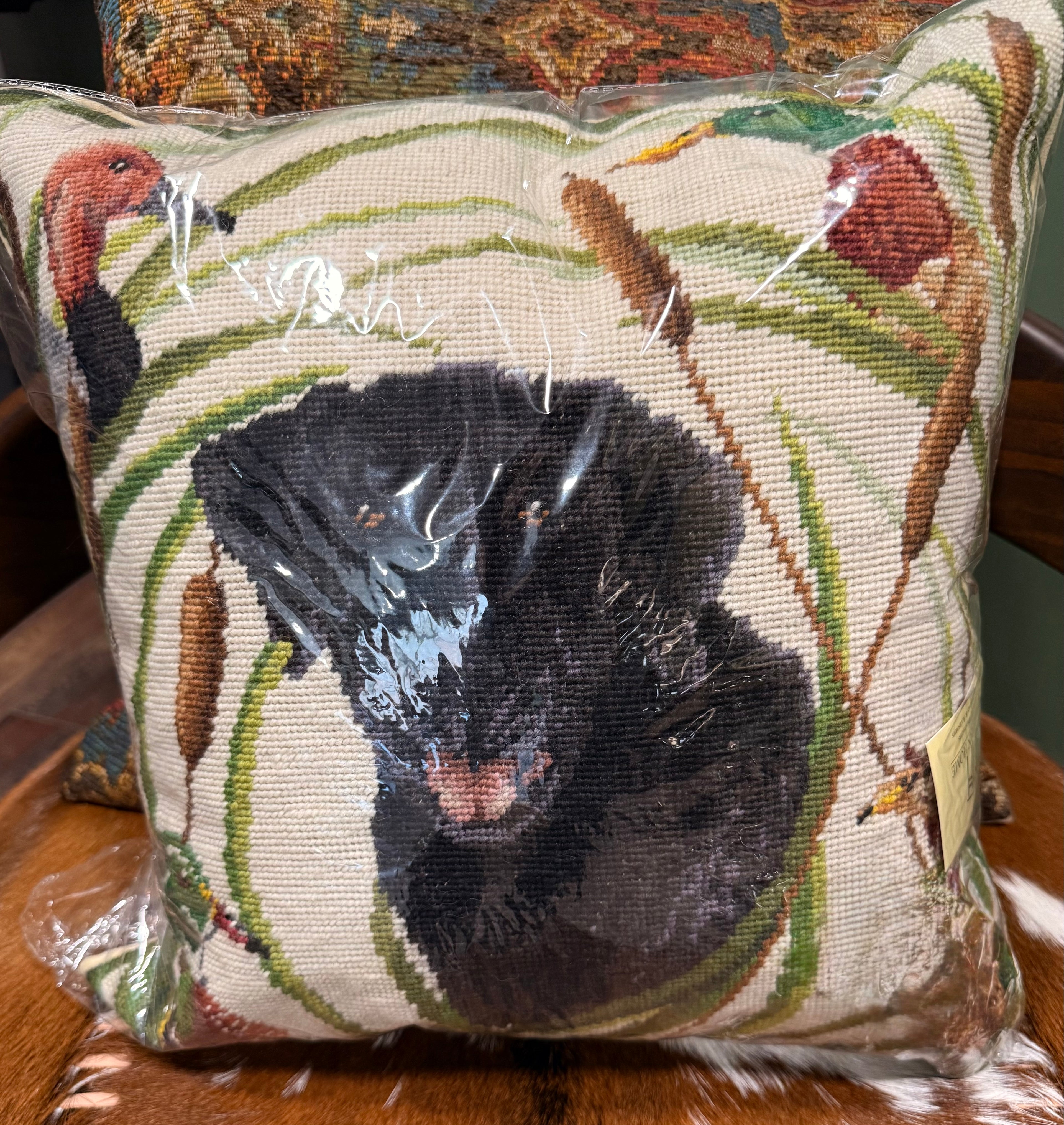 Black Lab Needlepoint Pillow