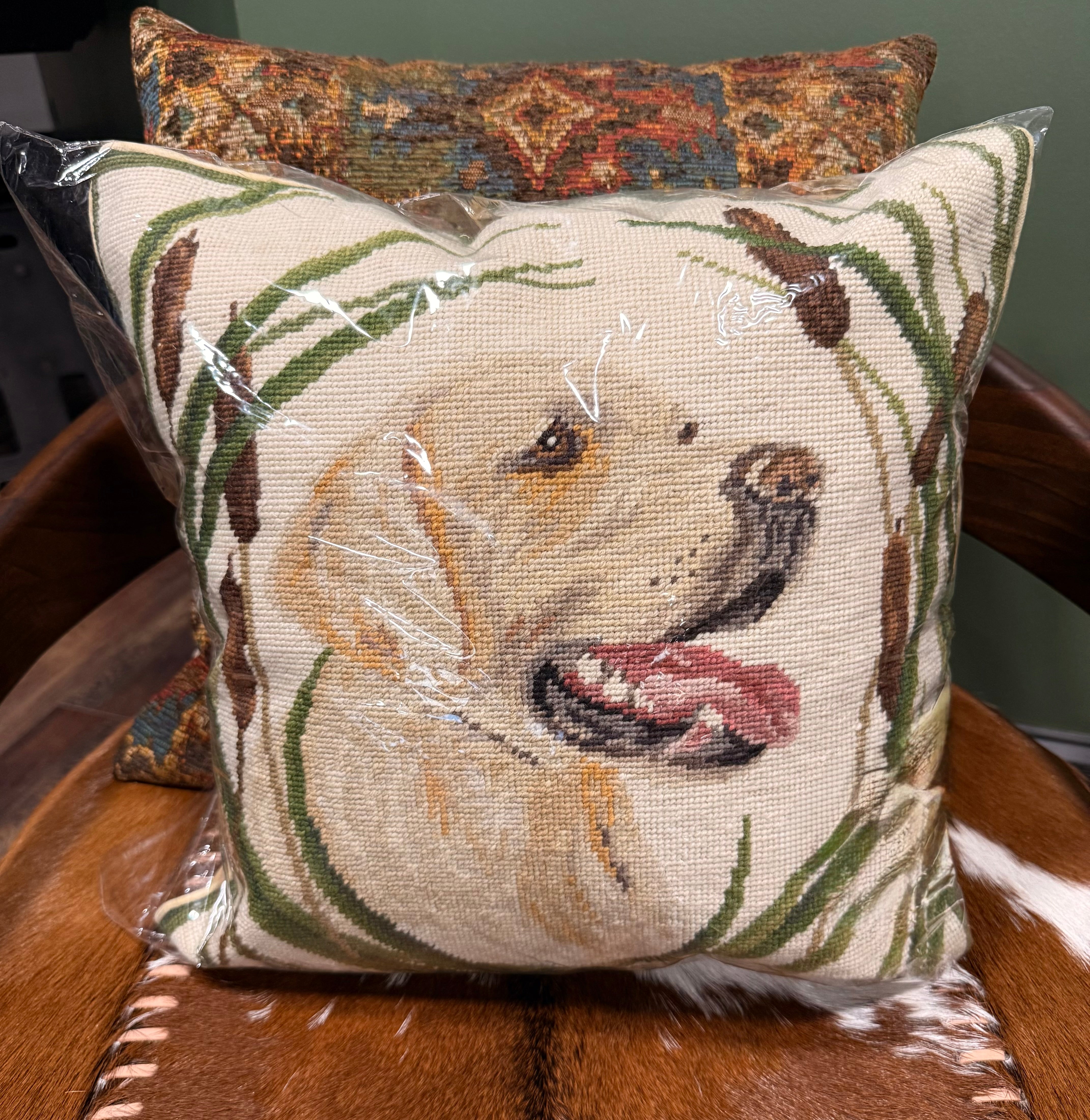 Yellow Lab Needlepoint Pillow