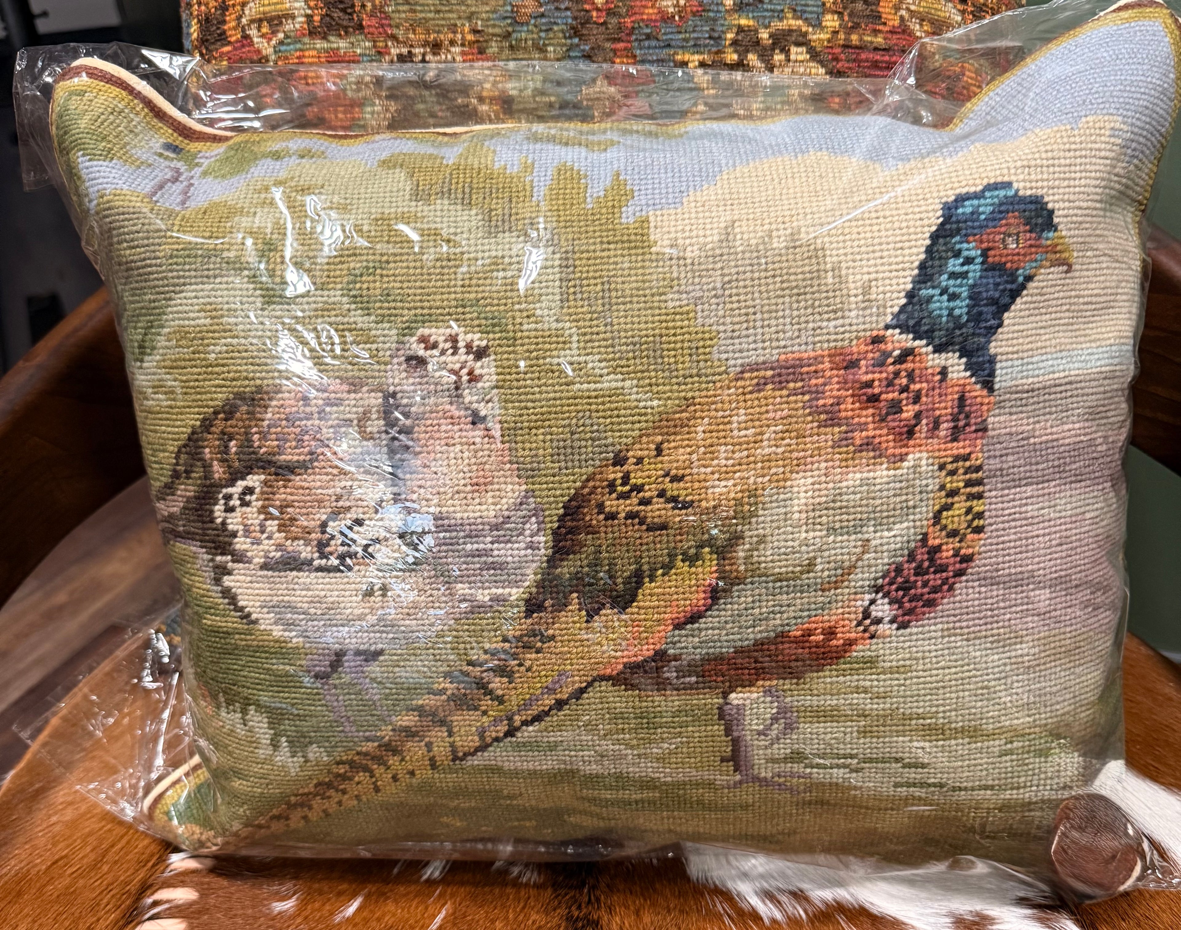 Pheasants Needlepoint Pillow