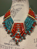 African Trade Bead Statement Necklace