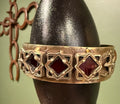 Brass Bracelet with Garnet Stones