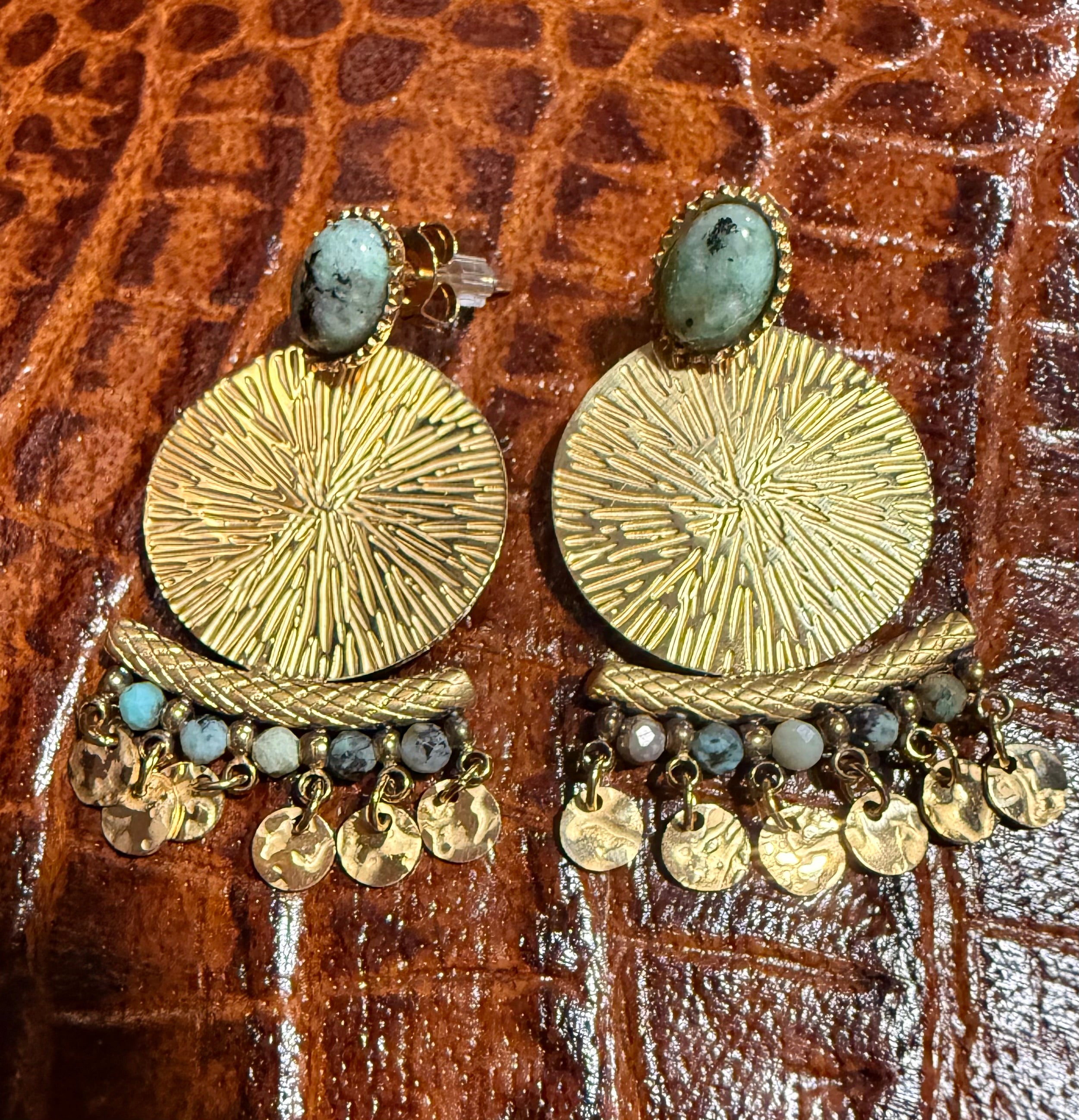 Gold and Turquoise Statement Earrings