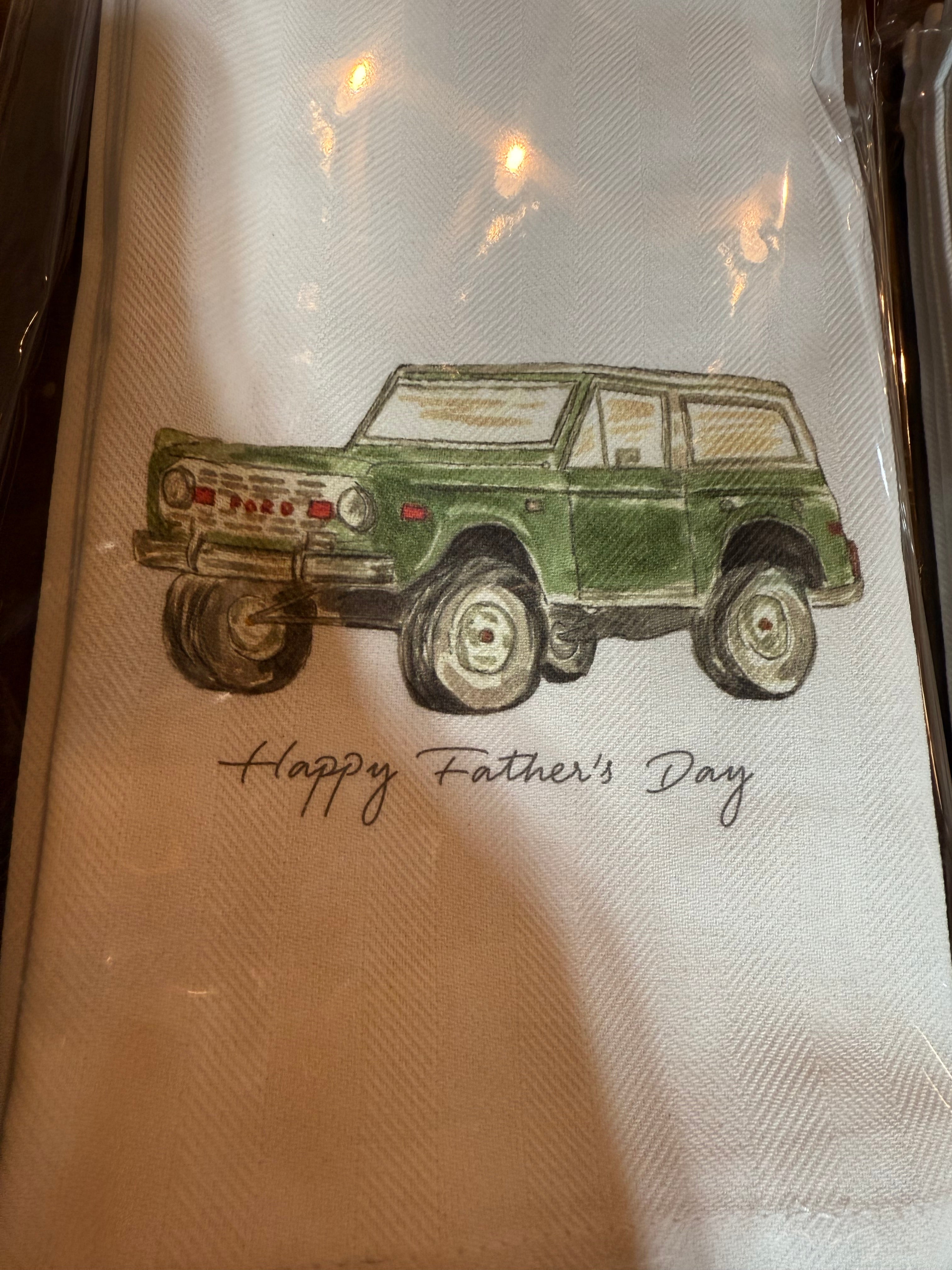 Green Bronco Father's Day Tea Towel