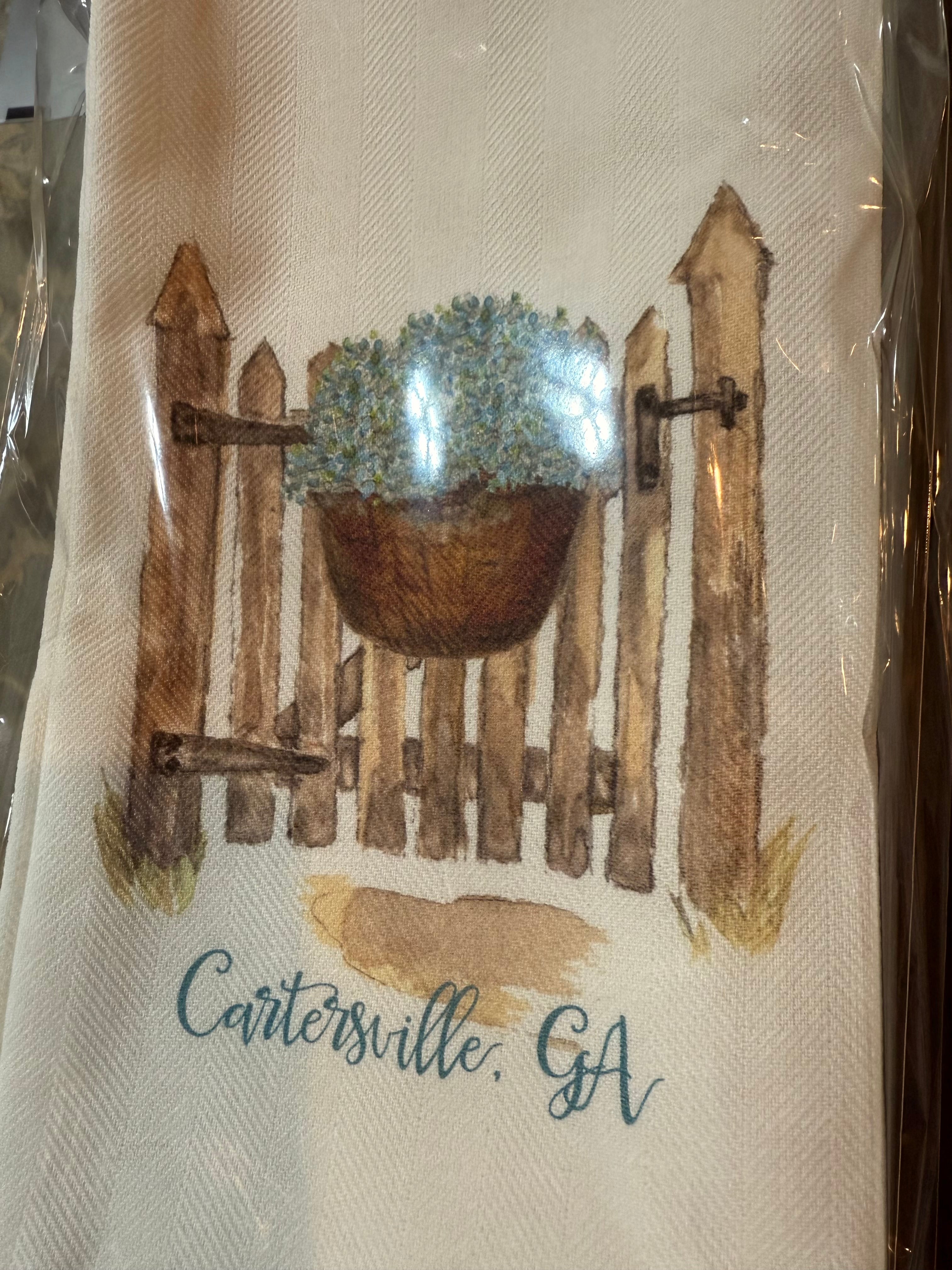 Cartersville Hydrangea Gate Tea Towel