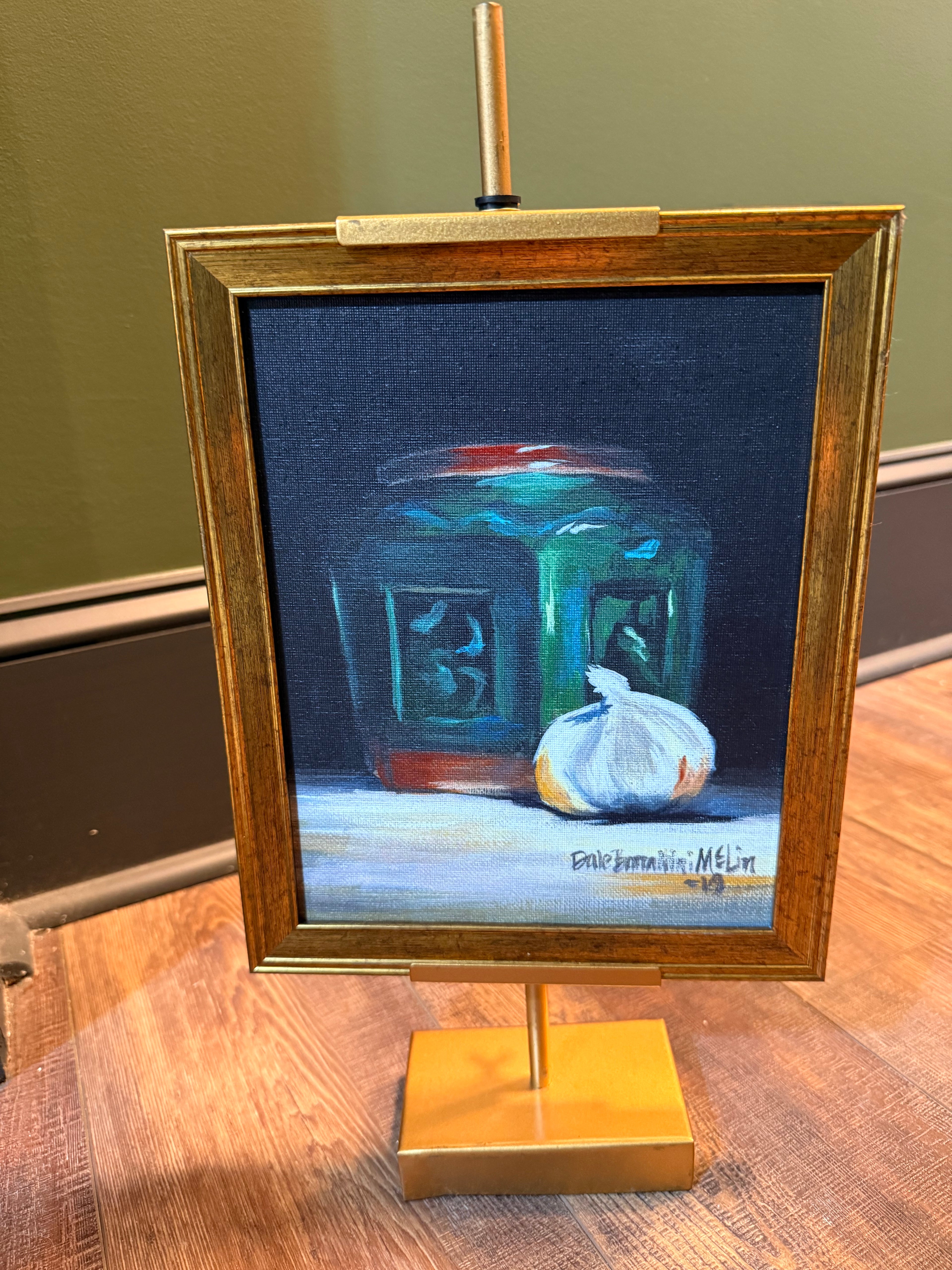Table Top Jade Jar Painting with Stand