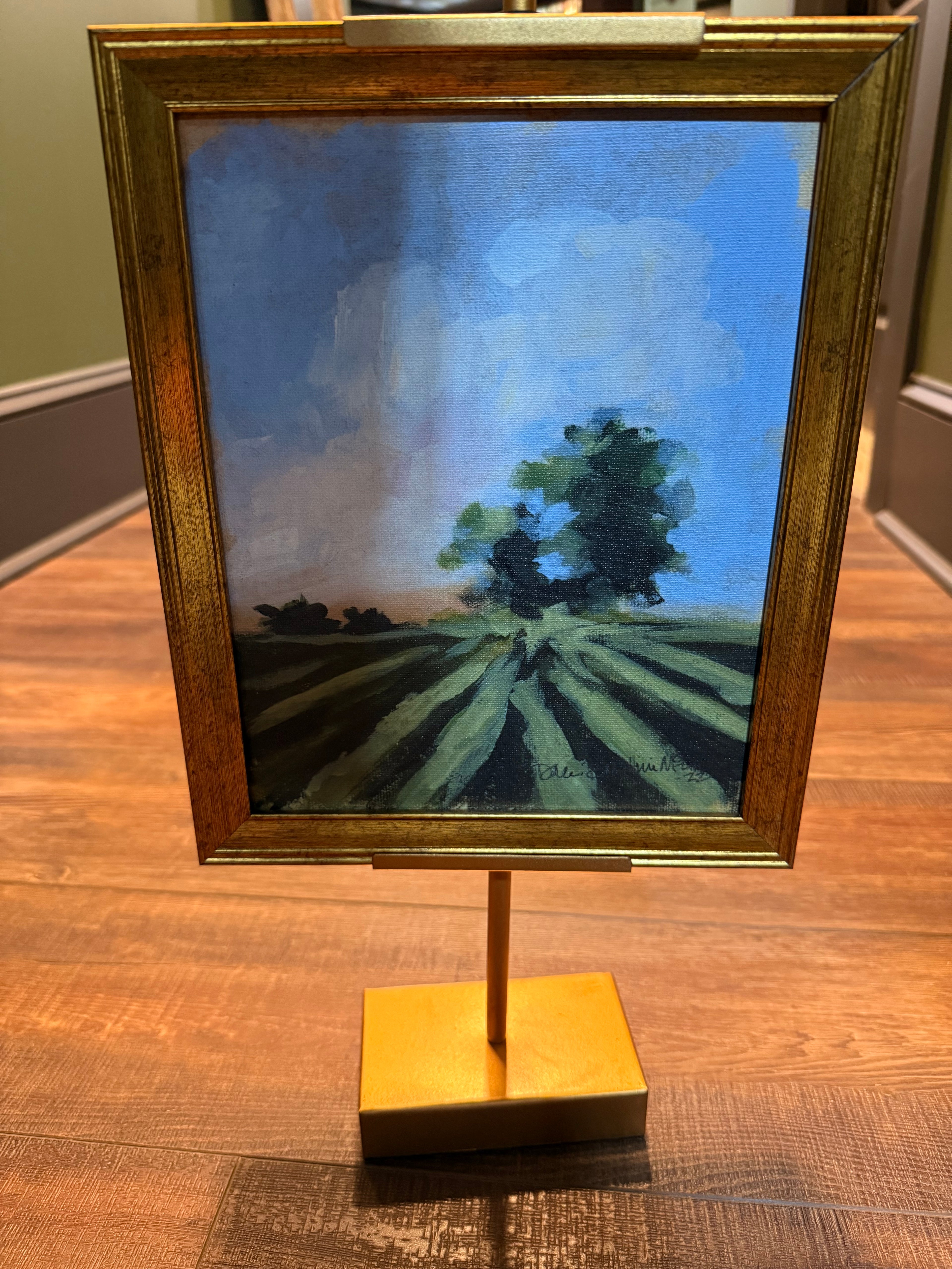 Table Top Field Landscape Painting with Stand